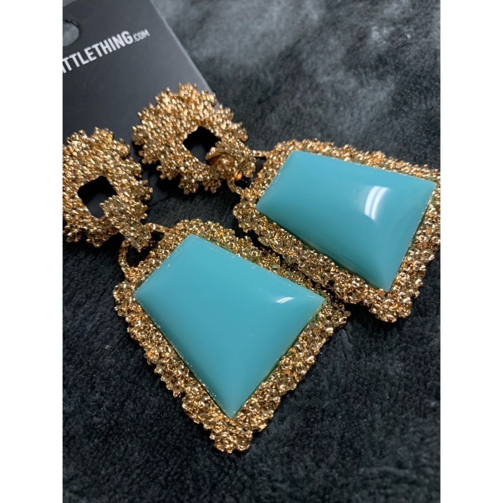 PRETTYLITTLETHING Turquoise stone earrings